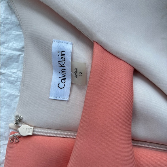 Calvin Klein Asymmetrical Sheath Dress in Cream and White - Picture 4 of 13